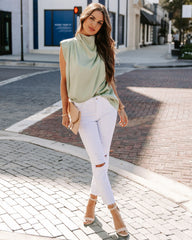 Prestige Satin Cowl Neck Blouse - Sage Oshnow