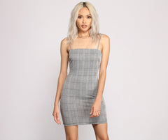 Pretty In Plaid Knit Mini Dress Oshnow