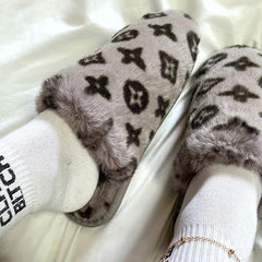 Printed Plush Slippers Oshnow