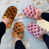 Printed Plush Slippers Oshnow