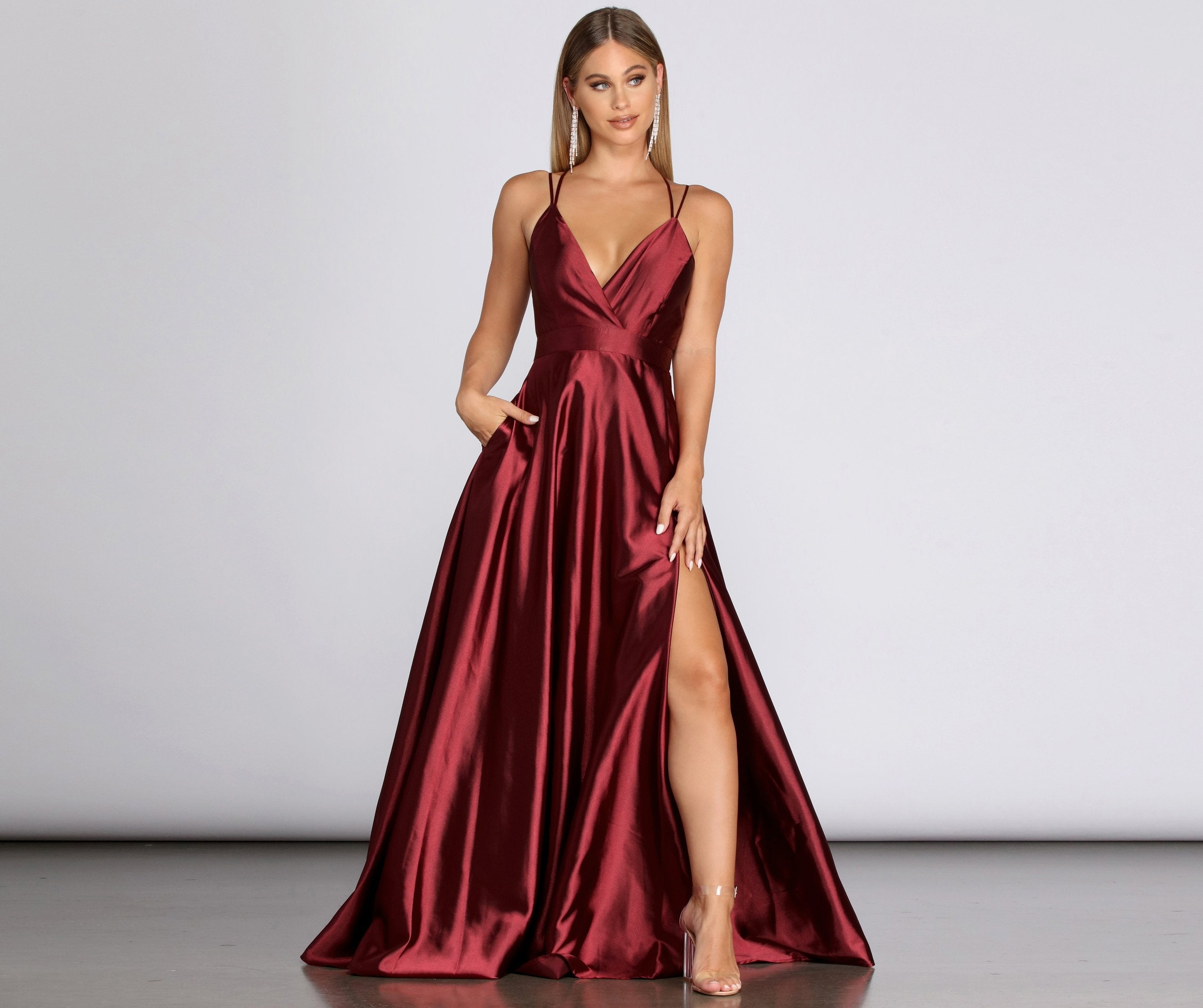 Priscilla Satin Evening Gown Oshnow