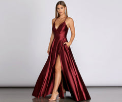 Priscilla Satin Evening Gown Oshnow