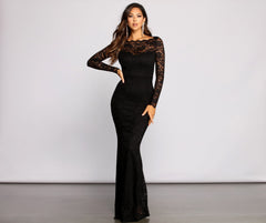 Priscilla Scalloped Lace Boat Neck Mermaid Dress Oshnow