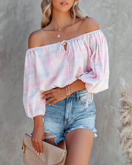 Prisha Cotton Plaid Off The Shoulder Top Oshnow