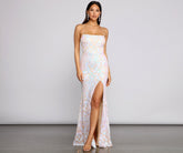 Priya Formal Iridescent Sequin Scroll Dress Oshnow