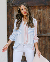 Puerto Rico Striped Button Down Top Oshnow