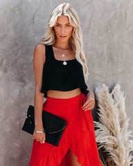Pure Bliss Square Neck Crop Top - Black Oshnow