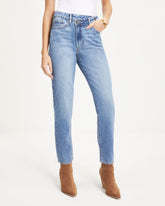 Pyper High Rise Rigid Asymmetrical Button Straight Jeans Oshnow