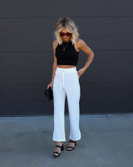Quincy Drawstring Pants - White Oshnow