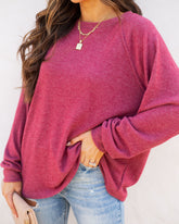 Quinley Knit Raglan Top - Burgundy Oshnow