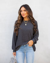 Quinley Knit Raglan Top - Charcoal Oshnow