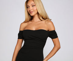Quinn Formal Off The Shoulder Midi Dress Oshnow