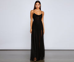 Rachel Rhinestone Mesh Formal Dress Oshnow