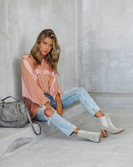 Radford Cotton Thermal Button Down Tunic - Coral Oshnow