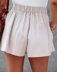 Raegan Pocketed Pleated Shorts - Beige Oshnow