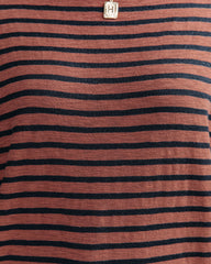 Raelle Cotton Blend Striped Top - Brown Navy Oshnow