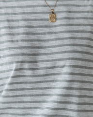 Raelle Cotton Blend Striped Top - White Mint Oshnow