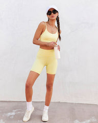 Rain Or Shine Biker Shorts - Lemon - SALE Oshnow
