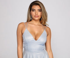 Rashida Lattice Back Glitter Dress Oshnow