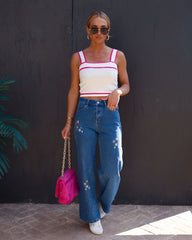 Rave About It High Waisted Floral Embroidered Jeans Oshnow