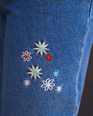 Rave About It High Waisted Floral Embroidered Jeans Oshnow