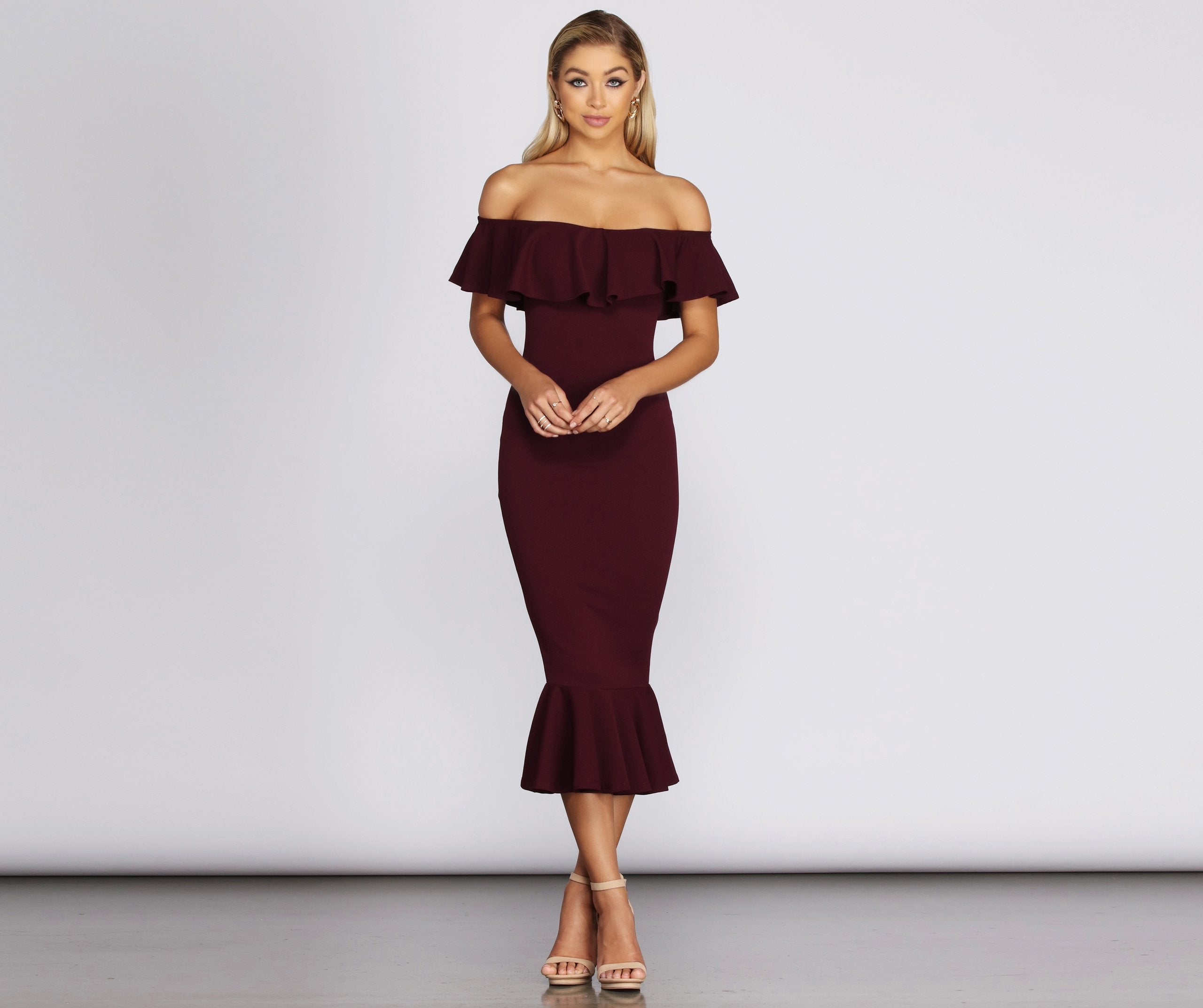 Ready And Ruffled Midi Dress Oshnow