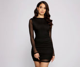 Ready and Ruched Mesh Mini Dress Oshnow