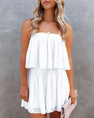 Redcrest Pleated Romper - Off White Oshnow