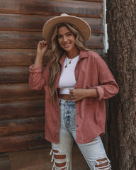 Refresh Pocketed Button Down Corduroy Top - Rosewood Oshnow