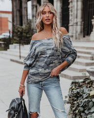 Reggie Dolman Knit Camo Top Oshnow