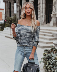Reggie Dolman Knit Camo Top Oshnow
