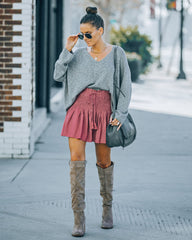 Reid Smocked Tassel Mini Skort - Dry Rose Oshnow