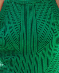 Reign Ribbed Knit Halter Tank - Emerald Oshnow