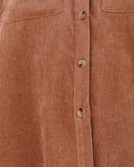 Reilly Corduroy Button Down Pocket Top - Camel Oshnow