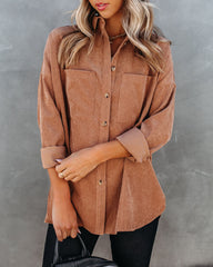 Reilly Corduroy Button Down Pocket Top - Camel Oshnow