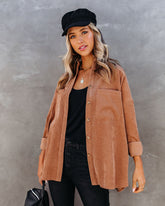 Reilly Corduroy Button Down Pocket Top - Camel Oshnow