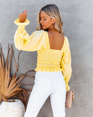 Reina Cotton Smocked Puff Sleeve Crop Top Oshnow