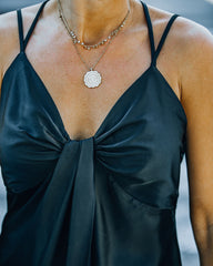 Renta Satin Drape Cami Tank - Black Oshnow