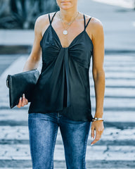Renta Satin Drape Cami Tank - Black Oshnow