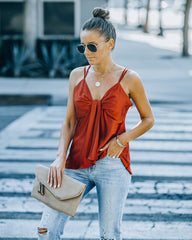 Renta Satin Drape Cami Tank - Rust Oshnow