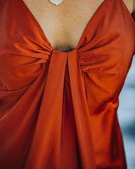 Renta Satin Drape Cami Tank - Rust Oshnow