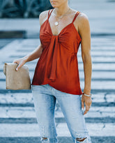 Renta Satin Drape Cami Tank - Rust Oshnow