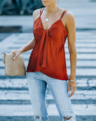 Renta Satin Drape Cami Tank - Rust Oshnow