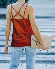 Renta Satin Drape Cami Tank - Rust Oshnow