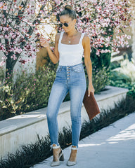 Renzi Cotton Ribbed Square Neck Bodysuit - Off White Oshnow