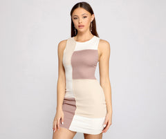 Retro Babe Sleeveless Colorblock Mini Dress Oshnow