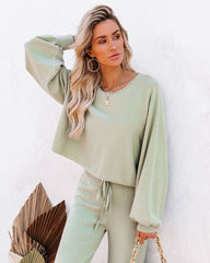 Rexa Billowed Sleeve Knit Top - Sage - SALE Oshnow