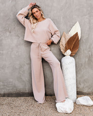 Rexa Wide Leg Knit Pants - Tan Oshnow