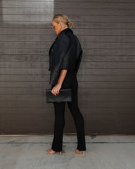 Rhapsody High Waisted Split Hem Pants - Black Oshnow