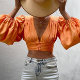 Rhene Woven Crop Top - Light Amber Oshnow